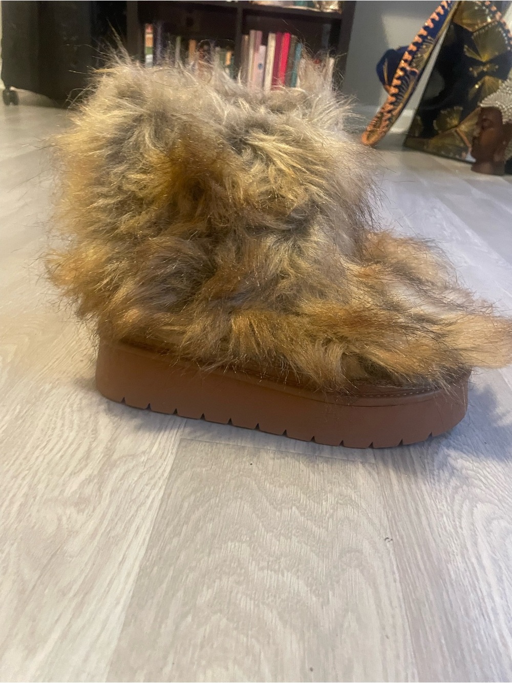 Faux Fur Ankle Boot in Brown - Cozy Winter Platform